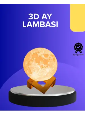 16 Renkli 3d Baskılı Ay Lambası Ahşap Standlı