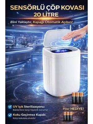 20 Litre El Algılayan Sensörlü Çöp Kovası
