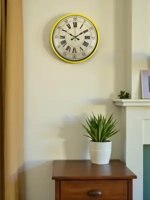 36 Cm Sarı Retro Duvar Saati