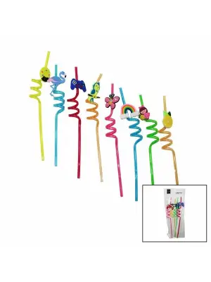 4 Parça  Figürlü Pipet Plastik