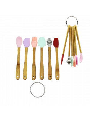6 Parça  Mini Ahşap Saplı Silikon Mutfak Set