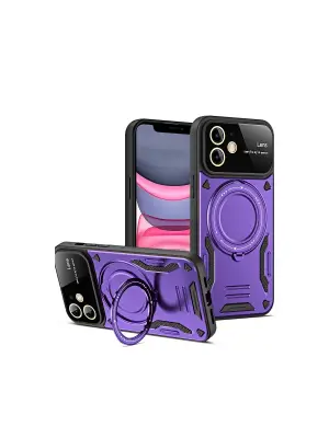 Apple İphone 11 Kılıf Joy Lens Standlı Kapak - Mor
