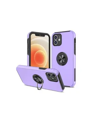 Apple İphone 12 Kılıf Elit Yüzüklü Kapak - Mor