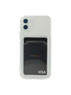 Apple İphone 12 Kılıf Kart Şeffaf Silikon - Şeffaf