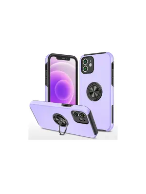 Apple İphone 12 Mini Kılıf Elit Yüzüklü Kapak - Mor