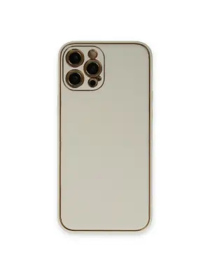 Apple İphone 12 Pro Kılıf Coco Deri Silikon Kapak - Beyaz