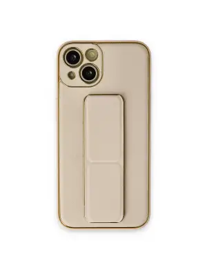 Apple İphone 14 Plus Kılıf Coco Deri Standlı Kapak - Gold