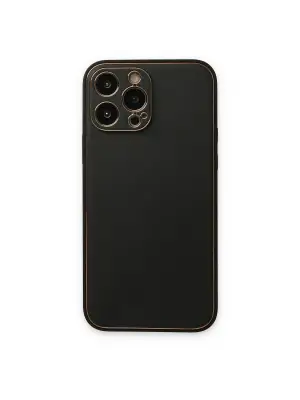 Apple İphone 14 Pro Kılıf Coco Deri Silikon Kapak - Siyah