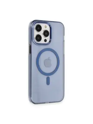 Apple İphone 14 Pro Max Kılıf Tron Şeffaf Magsafe Kapak - Mavi