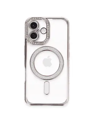 Apple İphone 16 Plus Kılıf Joke Simli Magneticsafe Kılıf - Pembe