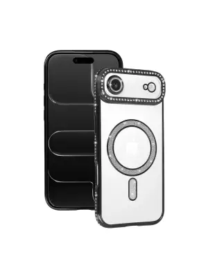 Apple İphone 17 Air Joke Simli Magneticsafe Kılıf - Siyah
