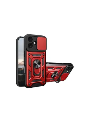 Apple İphone 17 Pars Lens Yüzüklü Silikon - Kırmızı