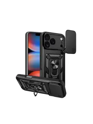 Apple İphone 17 Pro Pars Lens Yüzüklü Silikon - Siyah