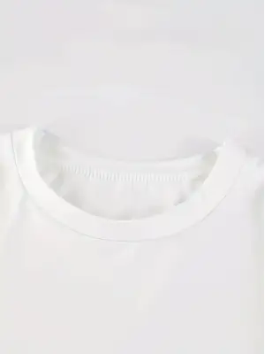 Baskılı Oversize Bisiklet Yaka T-shirt - Beyaz