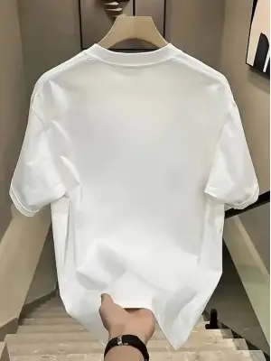 Baskılı Oversize Bisiklet Yaka T-shirt - Beyaz