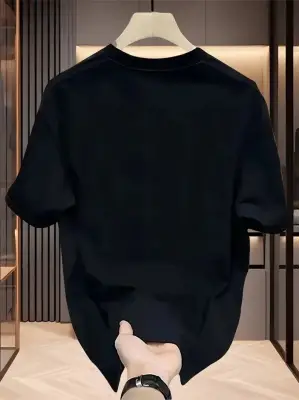 Baskılı Oversize Bisiklet Yaka T-shirt - Siyah