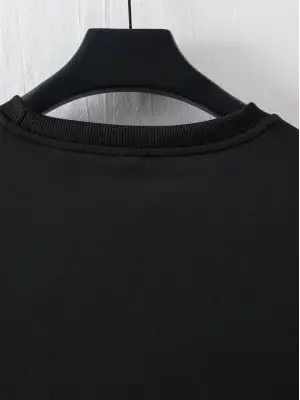Baskılı Oversize Bisiklet Yaka T-shirt - Siyah