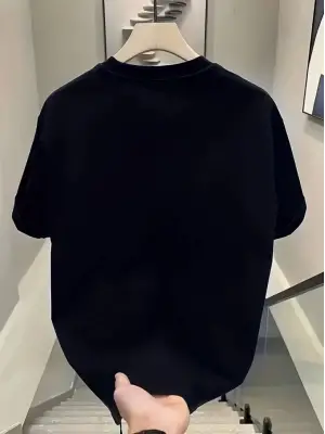 Baskılı Oversize Bisiklet Yaka T-shirt - Siyah