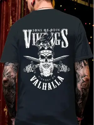 Baskılı Oversize Bisiklet Yaka T-shirt - Siyah