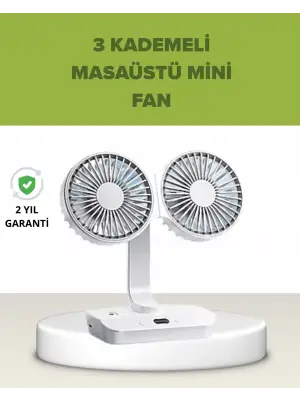 Çift Kafalı Masaüstü Ve Duvar Tipi Sessiz Usb Şarjlı Fan