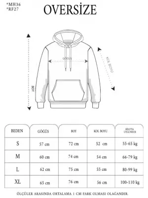 Double Oversize Kapşonlu Nakışlı SweatShirt - Siyah