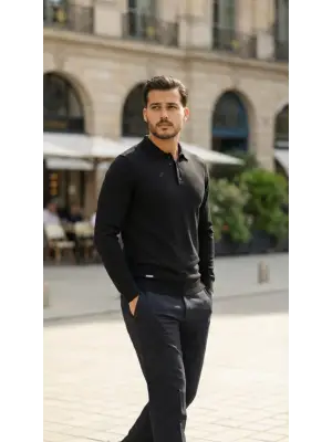 Erkek Düğme Yakalı Triko