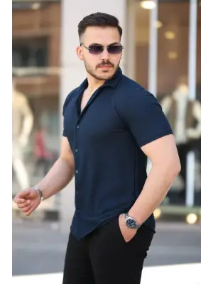 Erkek Kısa Kollu örme Kumaş Pamuklu Gömlek