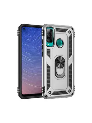 Huawei P40 Lite E Kılıf Sofya Yüzüklü Silikon Kapak - Gümüş