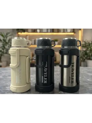 2000 ml Bardaklı Çift Katmanlı Vakumlu Paslanmaz Çelik Termos