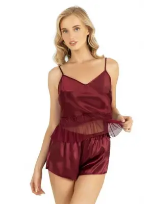 ieg™ Bordo Saten Şort Takımı 9209