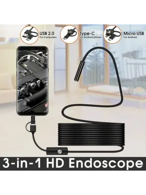 Endoskop 3 in 1 Yılan Kamera USB Micro Usb Type-C Uyumlu 20M