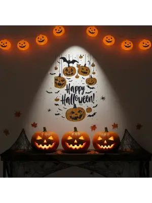 Halloween Temalı Balkabaklı Duvar Sticker Seti