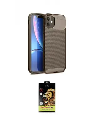 ieg™ iPhone 11 Kılıf Eksen Form Prime - Siyah Buffer Cam Ekran Koruyucu