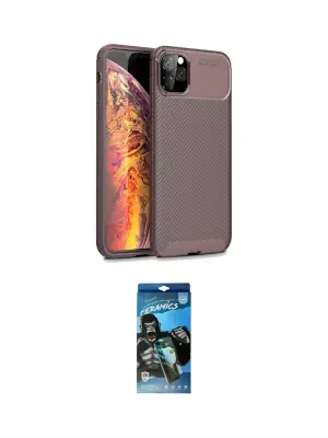 ieg™ iPhone 11 Pro Max Kılıf Eksen Form Prime - Siyah 34D Izgaralı Cam