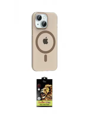 ieg™ iPhone 14 Kılıf Pusula Form Özel Seri - Siyah Buffer Cam Ekran Koruyucu