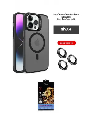 ieg™ iPhone 14 Pro Kılıf Akış Form - Siyah Buffer Hayalet Cam Ekran Koruyucu