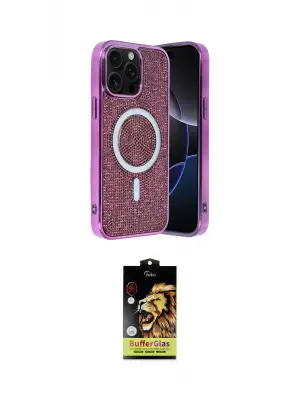 ieg™ iPhone 14 Pro Max Kılıf Eksen Çizgi - Siyah Buffer Cam Ekran Koruyucu
