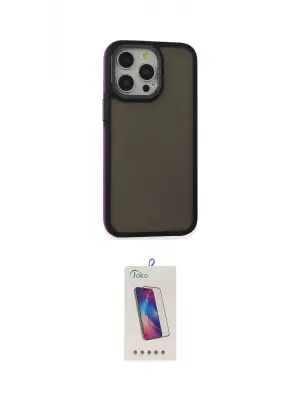 ieg™ iPhone 14 Pro Max Kılıf Eksen Işık - Siyah Joko 5D Cam