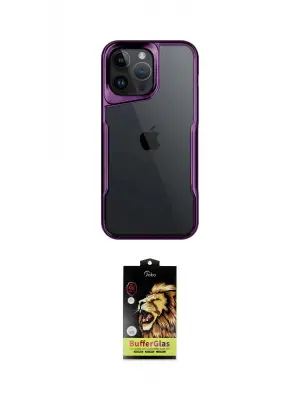 ieg™ iPhone 15 Pro Max Kılıf Akış Çizgi Koleksiyonu - Siyah Buffer Cam Ekran Koruyucu