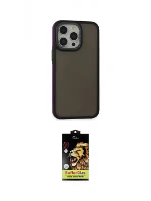 ieg™ iPhone 15 Pro Max Kılıf Eksen Işık - Siyah Buffer Cam Ekran Koruyucu