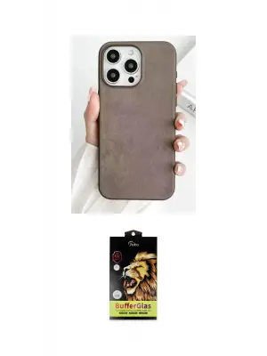 ieg™ iPhone 15 Pro Max Kılıf Pusula Modern - Siyah Buffer Cam Ekran Koruyucu