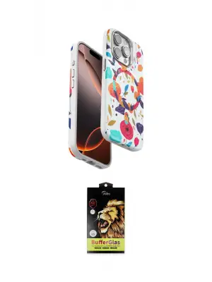 ieg™ iPhone 15 Pro Max Kılıf Siluet Doku - Siyah Buffer Cam Ekran Koruyucu