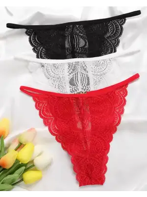 Kadın 3lü Dantel String - Tanga IEG0041