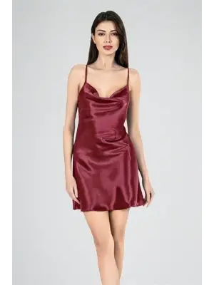 ieg™ Kısa Gecelik Degaje Bordo 7740