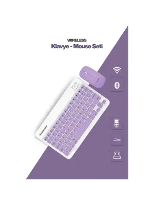 ieg™ Mor Kablosuz Klavye Ve Mouse Seti