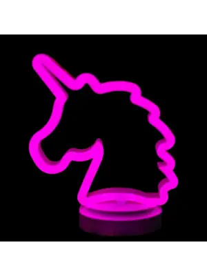 Neon Işıklı Unicorn Masa Gece Lambası Pil Usb