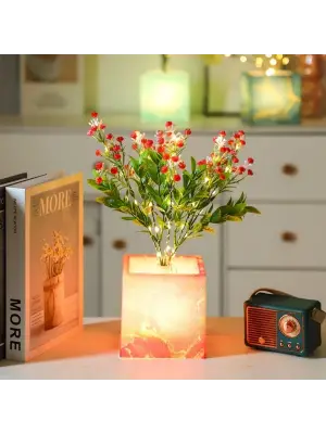 Pembe Saksılı LED Yapay Çiçek