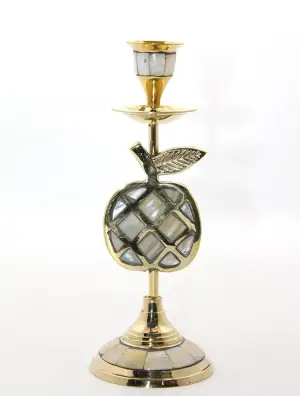 Pirinç Sedefli Tekli Şamdan Model 1