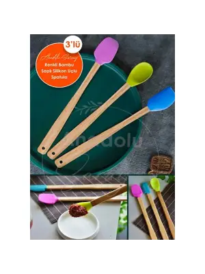 ieg™ Silikon Uçlu Isıya Dayanıklı Bambu Spatula 3lü Set