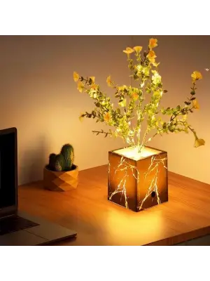 Siyah Saksılı LED Yapay Çiçek